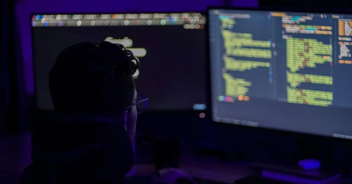 Man looking at a computer screen