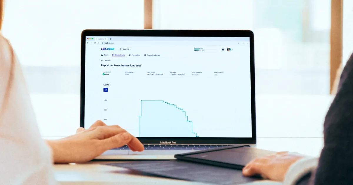 Loadero load testing tool shown on screen