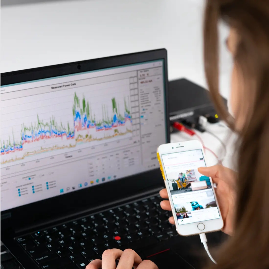 QA engineer performing battery and data usage testing