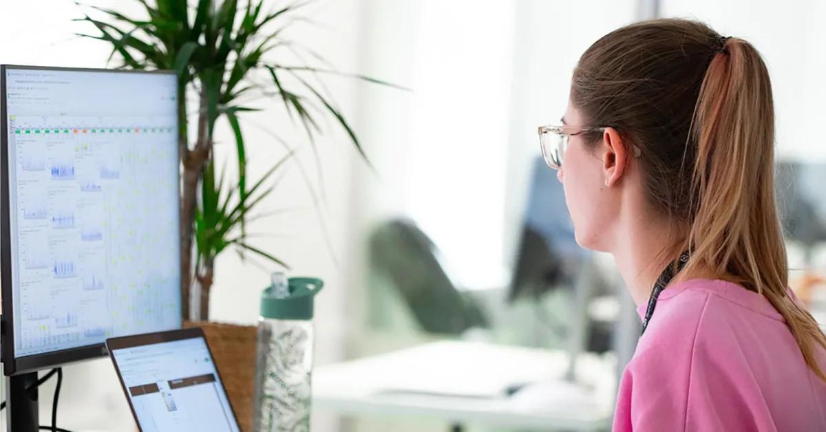 Engineer is working at her computer