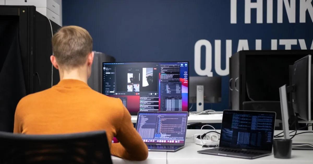 Engineer working on his computer