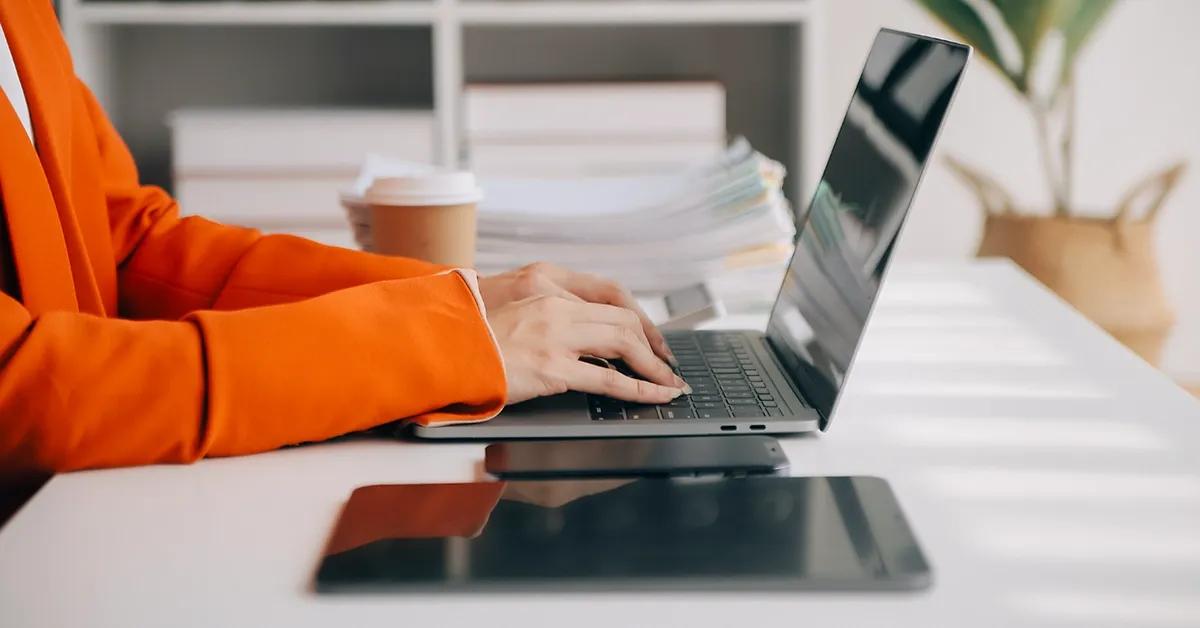 Woman working on her laptop