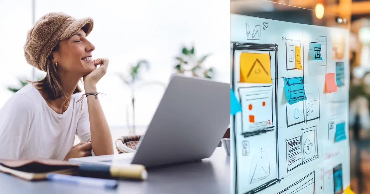 Woman looking at a computer.